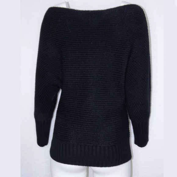 Bebe Black Knit Sweater S Dolman Boat Neck. Some pilling but good condition. - Picture 5 of 6